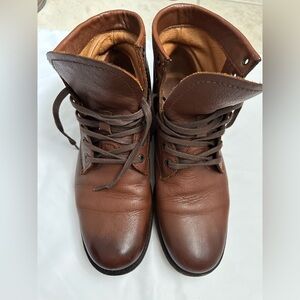 Frye Brown Leather Lace Up Ankle Boots Women Size 10